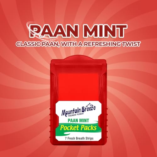 Image of Mountain Breeze Oral Hygiene Mouth Freshener Sugar Free Paanmint Flavoured Breath Strips(24 Strips Each Cassatte)-Pack Of 1(3 Cassette),