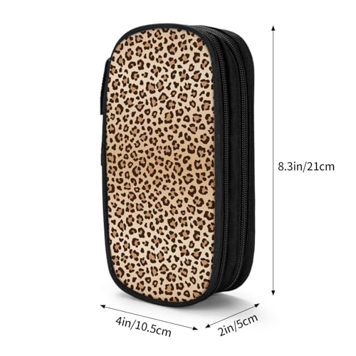 Image of Perinsto Leopard Print Pencil Case Big Capacity Multi Compartment Stationery Box Cheetah Pencil Pouch Holder Desk Organizer For School Office Home