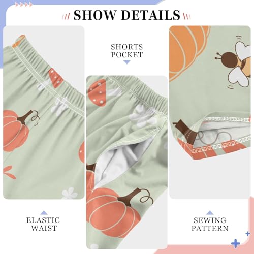 Pumpkin and Bee Boys Pants Boys Athletic Pants Long Pant for Boywith Pockets Wide-Leg Size 6-14Y4