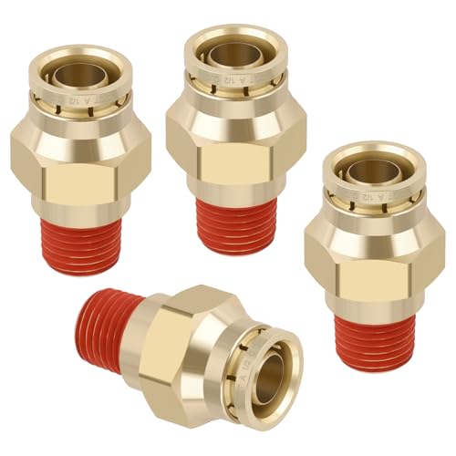 Boeray DOT Approved Male Straight Brass Union 1/2" Tube x 1/4" NPT, 4PCS