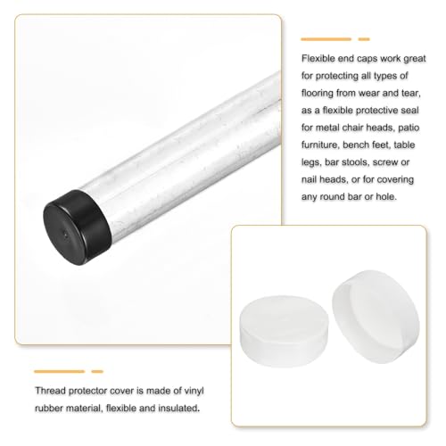 Image of uxcell 2pcs Rubber End Caps 250mm(9 7 /8 inch Inch) ID x 80mm(3 1 /8 Inch) H Vinyl Round Tube Bolt Cap Cover Screw Thread Protectors White
