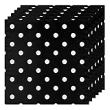 White Polka Dot Black Cloth Napkins Dinner Table Napkins Set of 6 Washable Reusable Napkin for Party Wedding Cloth Napkins - 20'' x 20''