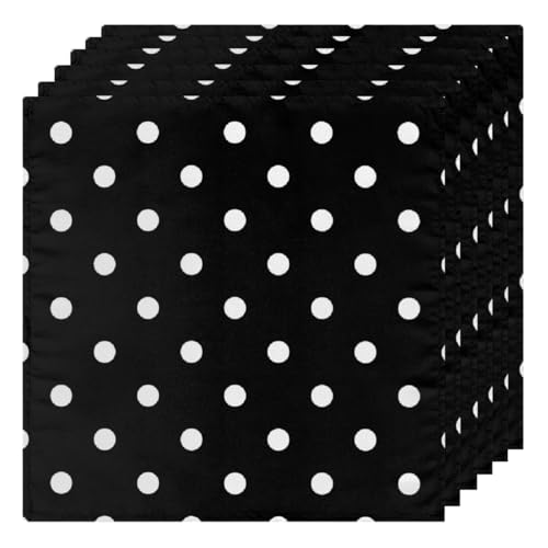 Servilletas de tela negras con lunares blancos 20x20 pulgadas pack 6 miniatura 1