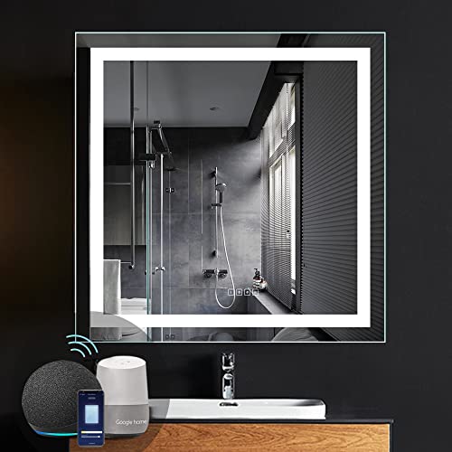HAUSCHEN 36x36" Smart LED Lighted WiFi Bathroom Mirror - Illuminate Your Space with the Latest Technology!