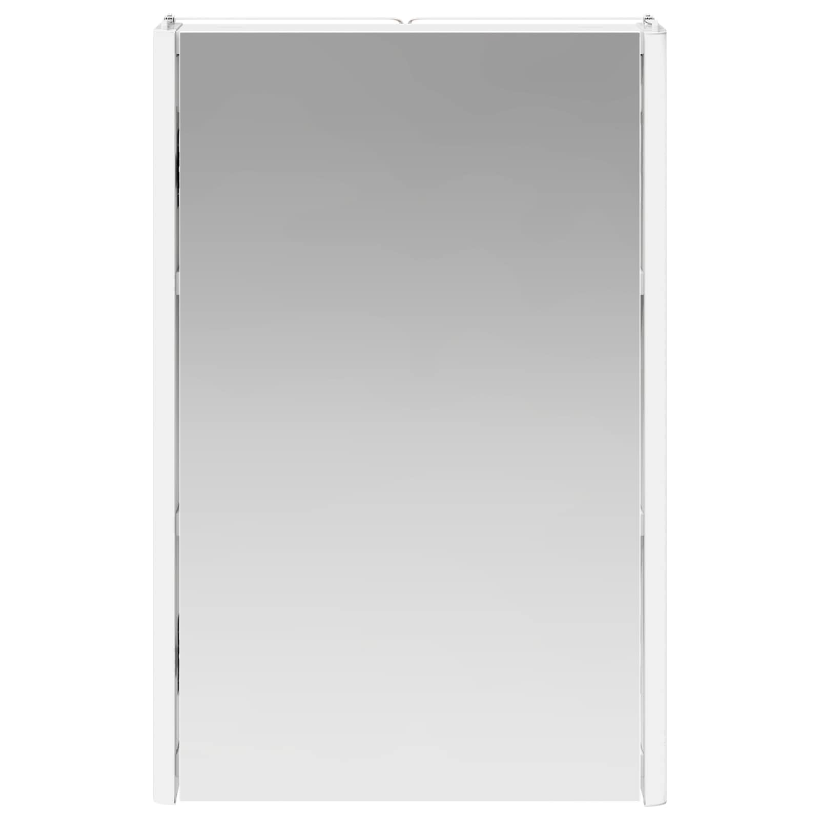 Szafka łazienkowa z lustrem biała z materiału drewnopochodnego, 33 x 11,5 x 50 cm, montaż ścienny, paski LED, dwustronne lustro, 2 półki, miejsce do przechowywania mebli łazienkowych i