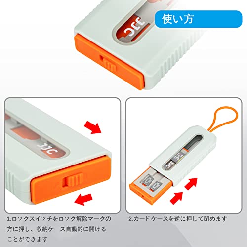 JJC 引き出し SD & Micro SD カードケース 6 枚 SD/SDHC/SDXCカード + 12 枚 MSD/Micro SD/TF カード収納可能 軽量 コンパクト 持ち運びが簡単