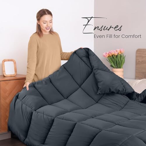 Image of Utopia Bedding Comforters California King Size, All Season Duvet Insert, Down Alternative Box Stitched Bed Comforter with Corner Tabs, Machine Washable (Grey)