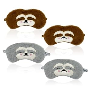 EUPSIIU 4 Pezzi Dormire Occhi Mascherina, Mascherine Occhi Adorabile Animali, Peluche Cartone Occhi Mascherina, Dormire Occhi Bambini Mascherine, per Bambini Adulto Pisolino Viaggio