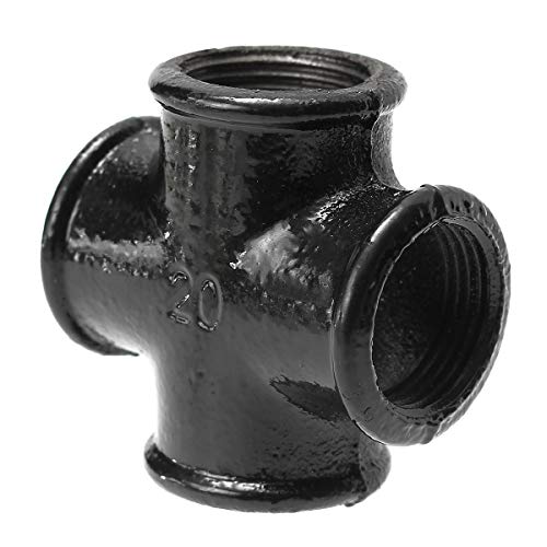 MJJEsports 3/4 Pulgadas De Hierro Negro Tubería De Montaje Cruzado De Plomería Maleable Conexiones De Tuberías Cruzadas