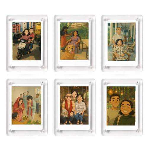 Image of Premium Magnetic Photo Frame for Fridge & Instant Print | 3.5x2.5 Inch | Acrylic Magnetic Fridge Magnet | Customizable Photo Magnet | Clear Magnet Photo Frame - Set of 6
