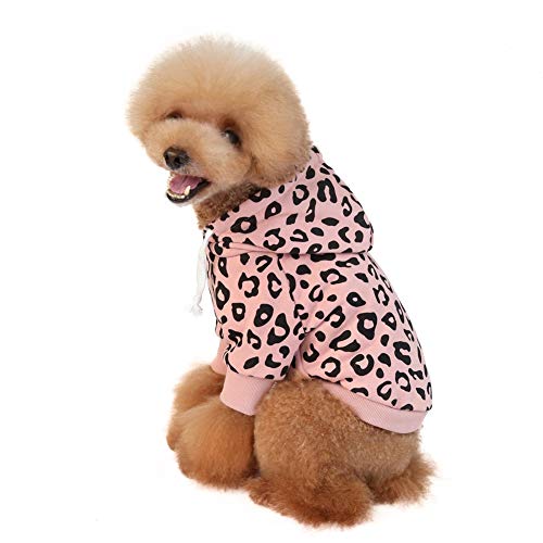 Norbi Pet Dog Leopard Print Hooded Sweatshirt Classical Hooded Fleece Coat Pet Warm Jacket #TOP4