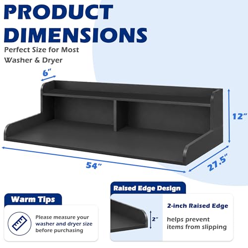 Image of Royxen Laundry Countertop with Storage Universal Fit, Washer and Dryer Countertop with Shelf, Laundry Room Storage, 2-Tier Shelf (Black)