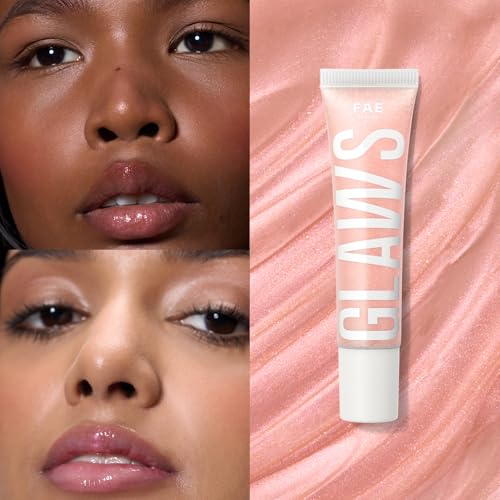Image of FAE Beauty Peptide Hydrating & High Shine Tinted Lip Gloss (12gm) | With Passionfruit Oil & Argireline to Smoothen, Even, and Soften Lips | Non Sticky | Vegan | Shade Emerging | Transparent Shimmery Rose Gold Gloss