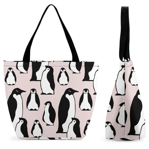 Sac de shopping pour voyage motif pingouin grand cabas porté épaule