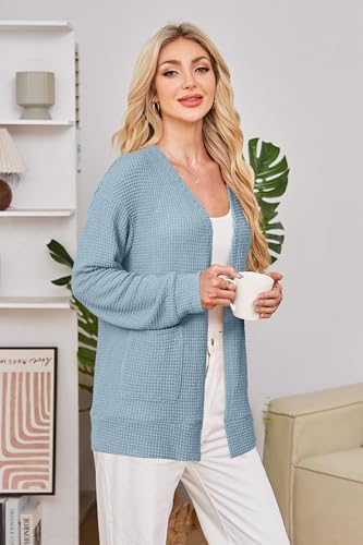 Image of STYLEWORD Women's Fashion Cardigan Sweater Lightweight Open Front Long Casual Beach Kimonos Outfits with Pockets