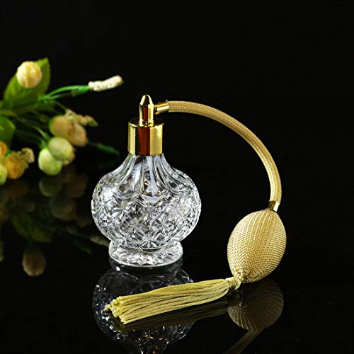 H&D HYALINE & DORA H&D Charming Clear Checked Carved Glass Empty Refillable Perfume Bottle with Spray Atomizer2