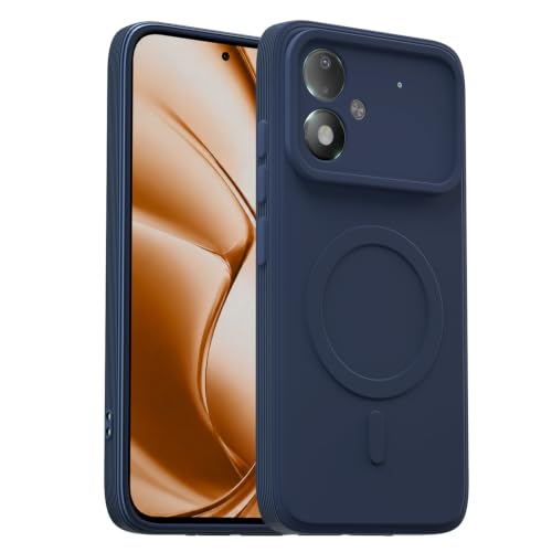 Image of Outlouders Back Cover for Poco M8 Power 5G | Soft Matte Silicone | Slim Fit | Magnetic-Safe Logo Design (Magnetic-Safe Not Compatible) | Shockproof | Camera Protection Bumper Case (Blue)