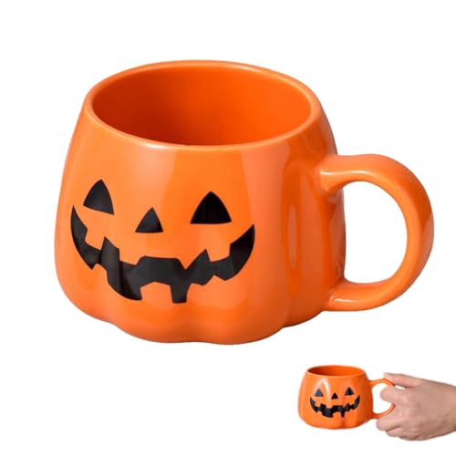 Halloween Pumpkin Mug - Cute Ceramic Cup for Coffee, Espresso - Themed Drinking Cup for Women, Men - Durable Safe Ceramics