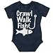 Brisco Brands Crawl Walk Fish Funny Fishing New Parents Gifts Cute Baby Onesie Bodysuit Navy 6 Months