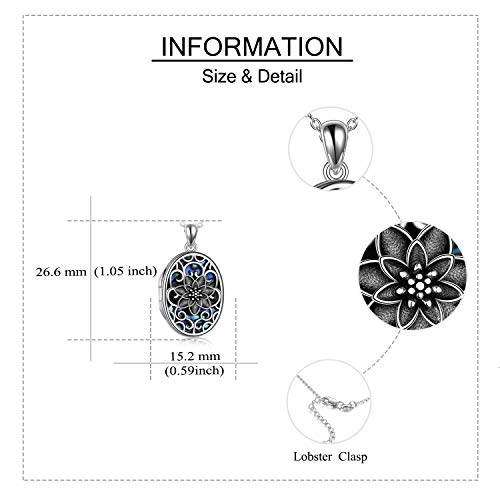 Onefinity Lotus Locket Necklace Sterling Silver Lotus Flower Locket Necklace That Holds Pictures Yoga Locket Pendant Mother's Day Gifts For Women Wife Mom #TOP4