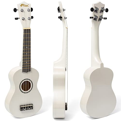 Ukulélé Soprano TIGER UKE7 Blanc : Le Cadeau Musical Idéal avec Pack Accessoires