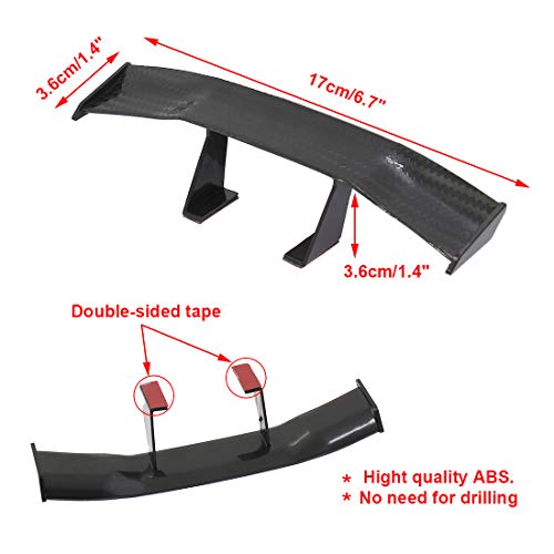 Bokwin 4Pcs Universal Car Mini Spoiler Wing, Auto Car Tail Wing Mini Auto Carbon Fiber Texture Decoration Without Perforation Tail Decoration, 6.7 Inch Length (Black) #TOP2
