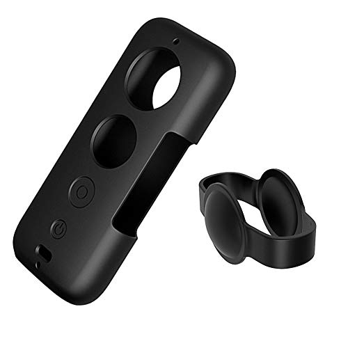 MEKNIC Protective Silicone Cover Case for Insta360 One X Action Camera, Dust-and Water Proof Anti-Scratch Skin Cases Cover Indoors and Outdoors Selfie Camera Accessories (No Camera Black Version)