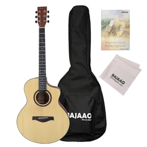 Image of Vault EA40-CE 41 inch Premium Solid Spruce-Top Cutaway Electro Acoustic Guitar with Bajaao Gig-Bag, Polishing Cloth & E-Book