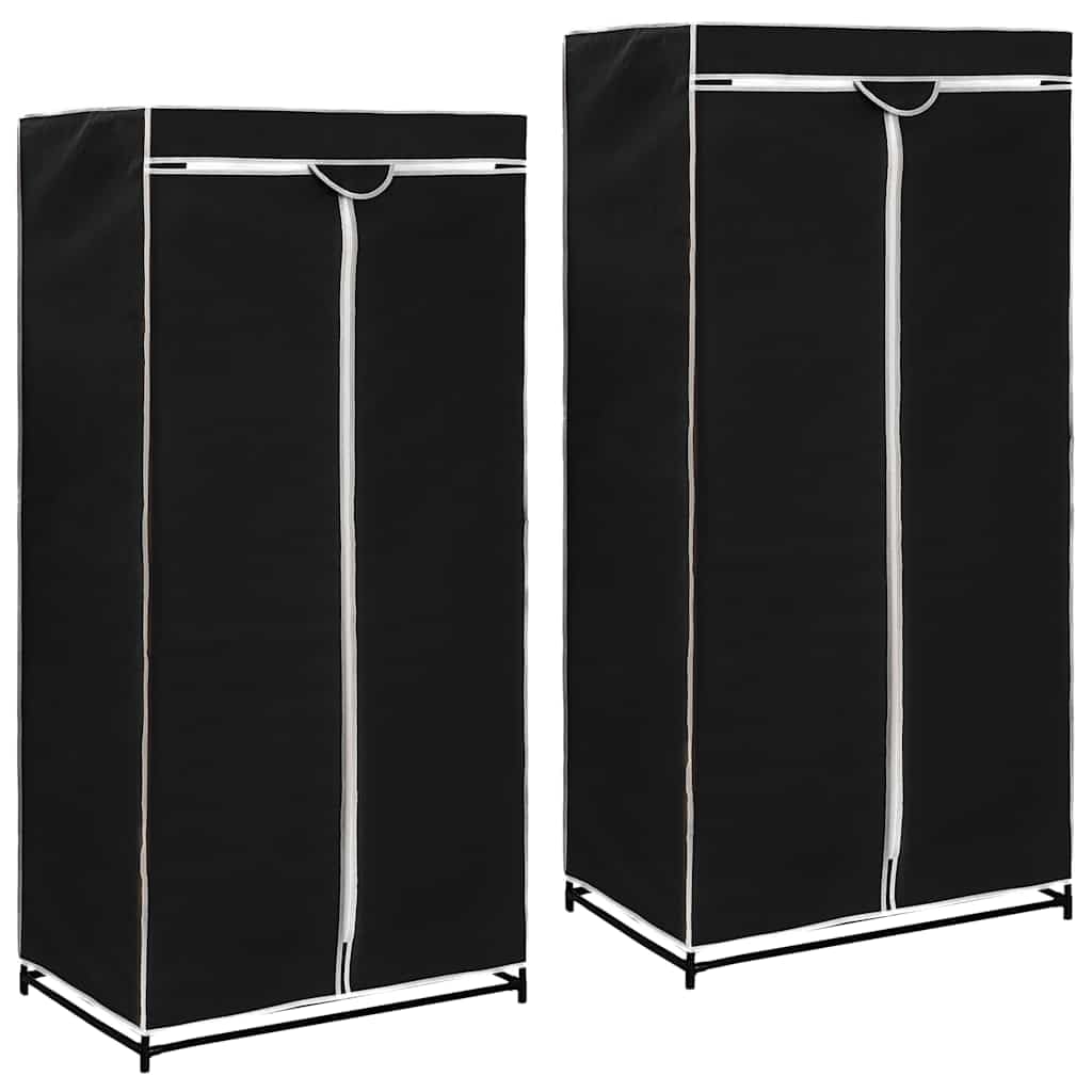 Garderobe Kleiderbehälter 2 STK. Kleiderschränke Schwarz 75×50×160 cm mit Eisenrahmen und Stoffbezug für staubfreie Aufbewahrung