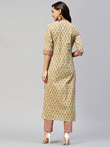 Image of GoSriKi Women's Cotton Blend Kurta With Pant