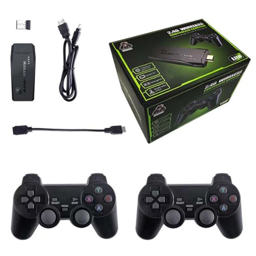 M8 4K Retro Game Stick, HD Home Video Retro Game Console with 2 Wireless Controllers, HDMI Output, 20000+ Built-in Games (64GB)