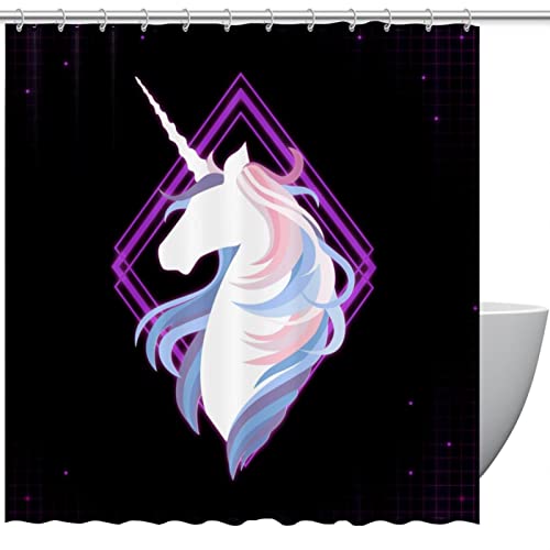 Rideau de douche licorne 183 cm en textile premium lavable - 2