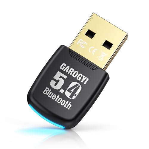 GAROGYI USB Bluetooth 5.4 Adapter for PC - Plug & Play on Windows 11/10 - Mini 5.4+EDR Dongle for PC, Laptop, Keyboard,Mouse,Headsets,Speakers,Receiver&Transmitter,Compatible with Windows 11/10/8.1/7