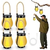 Solar Lantern Outdoor Lights, Dual Charging (USB/Solar) & 2 Lights Modes - Waterproof Hanging/Table Lantern for Camping, Yard, Garden, Patio & Porch Decor, Birthday and Valentine's Day Gifts (4Pcs)