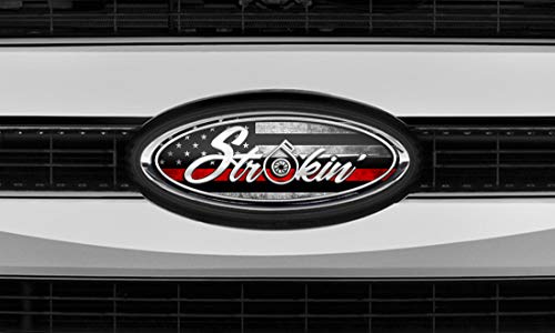 Car-Gear Oval Badge Emblem Overlay Graphics Kit 3M Vinyl Decal Wrap 3-Piece Set Compatible with Ford F-250 F-350 F-450 2017-2018 - StrokinÂ Red Line