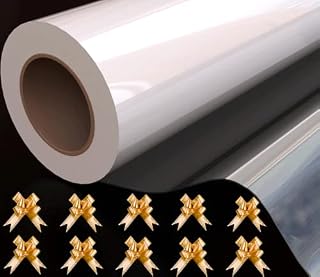 MAARA Clear Cellophane Wrap Roll for Hampers (30M x 40CM) with 10 Gold Pull Bows - 3 MIL Thick Clear Florist Cellophane Gift Wrap Roll For Flower Bouquet, Hamper Basket