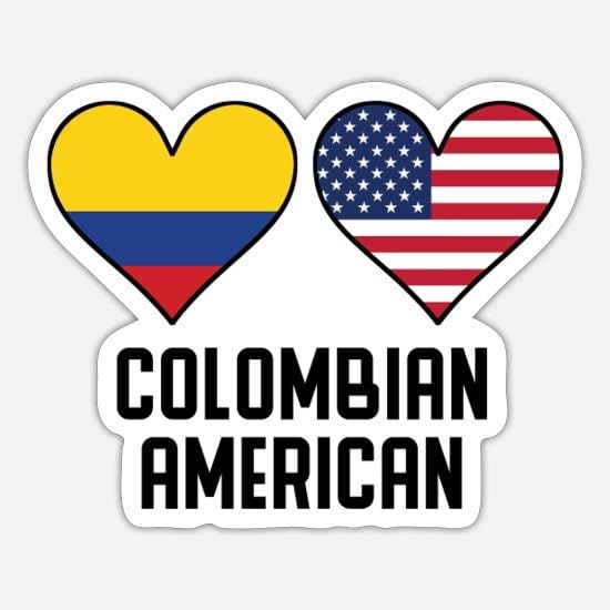 Image of Set of 5 National Flag Themed Sticker Decal of Flag, Country Map, Circular Shape, Heart Shape and with USA Flag for Car, Phone, Laptop, Mug, Bottle, Textbooks (Colombia)