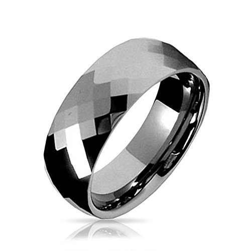 Bling Jewelry Couples Multi Faceted Prism Cut Titanium Wedding Band RingsÂ forÂ Men for Women Silver Tone Comfort Fit 8MM