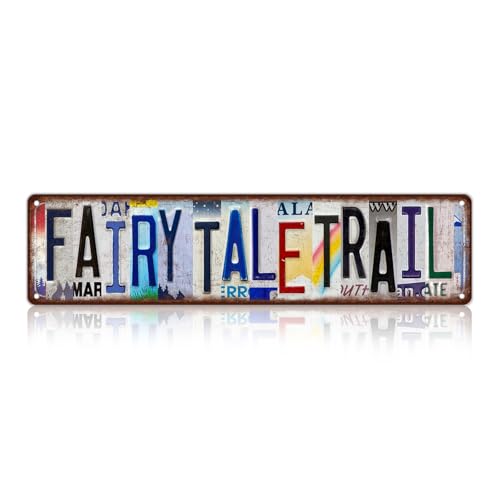 JBYMsign Vintage Fairy Tale Trail Street Sign Wall Decor Metal Tin Signs Poster