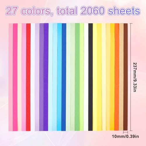 SUNNYCLUE 2060 folhas 27 cores estrela papel dobrável colorido origami estrela tiras de papel dupla