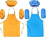 Tamaño: el tamaño del delantal de cocina para niños es de aproximadamente 43 x 60 cm, con correa ajustable para el cuello para que los niños se ajusten libremente, cada corbata del delantal es de aproximadamente El gorro de chef con banda elástica en la parte posterior se adapta a la circunferencia de la cabeza de la mayoría de los niños.
