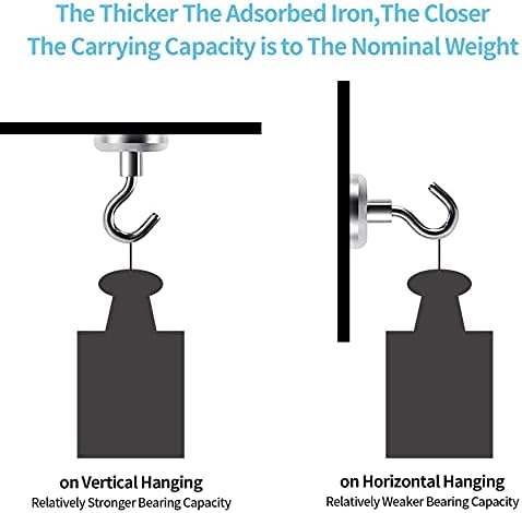 Magnetic Hooks, 26lbs Extra Strong Magnets Heavy Duty Hanging Hooks, Detachable Thread Connection Swivel Neodymium Rare Earth, Anti-Corrosion for Fridge Kitchen Key Holder Cruising (26 lbs * 4 pcs)