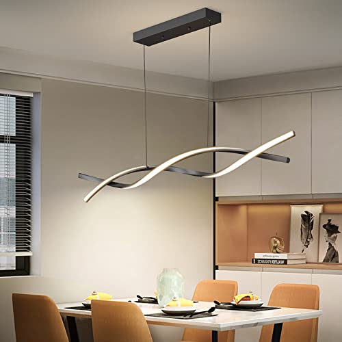 Matven Modern Ceiling Pendant Light, Dimmable Led Pendant Light, Dimmable 3 Color Mode Chandelier For Living Room, Dining Room, Kitchen, Bedroom,Bar(Black, 39In) #TOP5