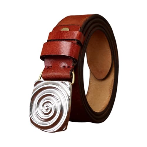 Ceinture Homme Cuir Véritable Pleine Fleur Vintage Marron Large 3,8cm