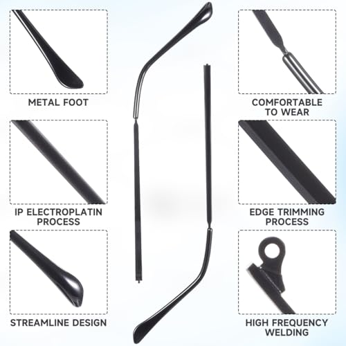 Image of UKCOCO Metal Eyeglass Temple Arms 2-Pack - Black Anti-Slip Silicone Tips, Lightweight Metal Replacement Arms for Universal Sunglasses & Reading Glasses, DIY Repair Kit for Indoor & Outdoor Use