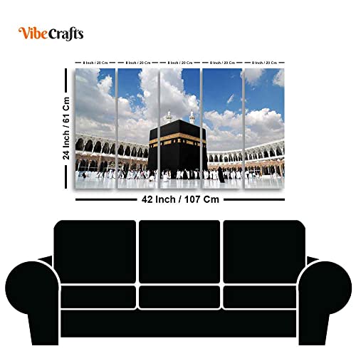 Image of VIBECRAFTS Masjid Al Haram Wall Painting of Five Pieces Set For Home|Office|Living Room|Gift (PTVC5Pcs4 8585)