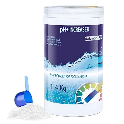 Nortembio Pool pH+ Plus 1,4 Kg, Elevateur Naturel du pH pour Piscine et Spa, Améliore la Qualité de l'eau, Correcteur pH, Bénéfique pour la Santé. Produit CE.