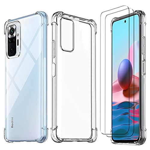 Pnakqil Funda para Xiaomi Redmi Note 10 Pro 4G 6,67 Pulgadas, con 3 Protector de Pantalla de Cristal blindado de Pantalla 9H Carcasa de Silicona...