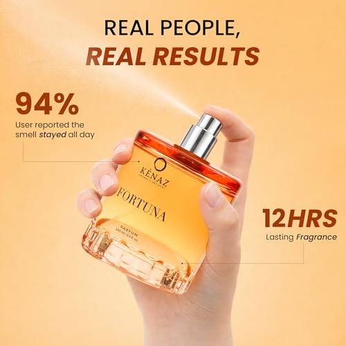 Image of KENAZ Fortuna Long Lasting Perfume For Men & Women 100ML | Dubai Crafted | Floral Fruity With Orange Blossom & Patchouli | Unisex Parfum | 20% Fragrance Oil