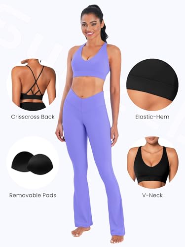 Image of Sunzel Strappy V Neck Criss Cross Back Sports Bra for Women | Removable Pads, Buttery Soft, Four-Way Stretch, Criss Cross Back, V Neck Contour Fit, Medium-Light Support, Yoga Workout Gym